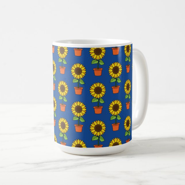 Solrosverk i Pot Mönster Kaffemugg (Framsida höger)