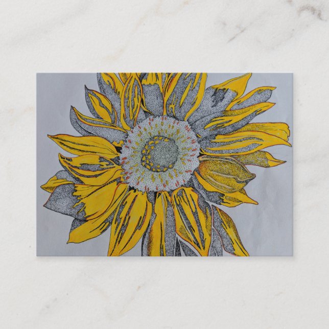 Solrosvisitkortar, designad konst för solros visitkort (Framsida)