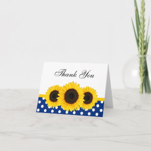 Solrosvit och Blue Polka Dot Tack Kort