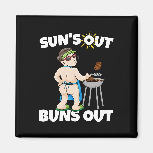 Sols ut Buns ut I Rbecue Uppluckad Fläskstek Bbq G Magnet (Framsidan)
