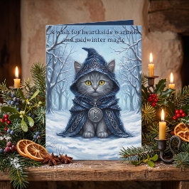 Solsångare Vinter Keltisk Katt Yule Marinblå Kort
