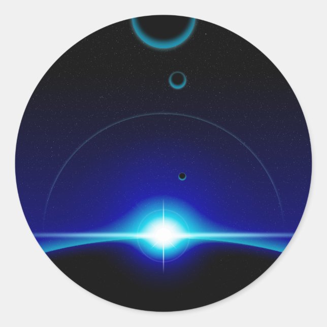 Solscenen Runt Klistermärke (Framsida)