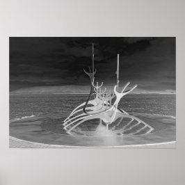 Solseglare Skulptur, Island, Omvänd B/W Poster