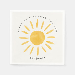 Solsken 1:a födelsedag vattenfärg sol pappersservett