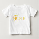Solsken 1:a födelsedag vattenfärg sol t shirt<br><div class="desc">Solnedgång 1:a födelsedag vattenfärg sol gult modern elegant födelsedag</div>