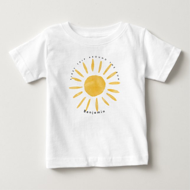 Solsken 1:a födelsedag vattenfärg sol t shirt (Framsida)