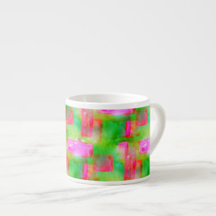 Solsken abstrakt målad gul, rosa espressomugg