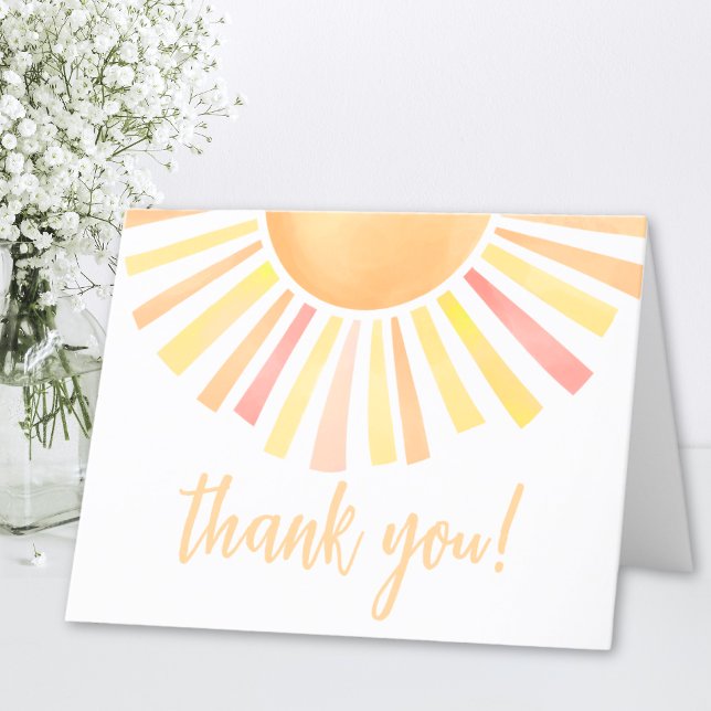 Solsken Akvarell Ljus Sol Tack Kort (Sunshine Watercolor Bright Sun Thank You)