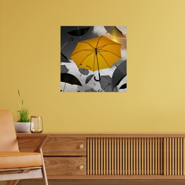 Solsken är på väg, paraply lavin, poster (Vardagsrum 2)