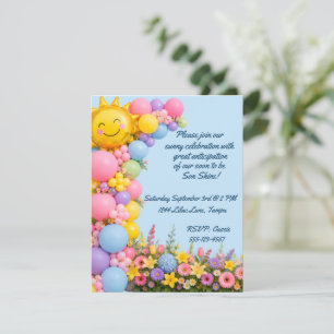 Solsken Baby Pojke Bebis Shower Digital Nedladdnin Inbjudningar