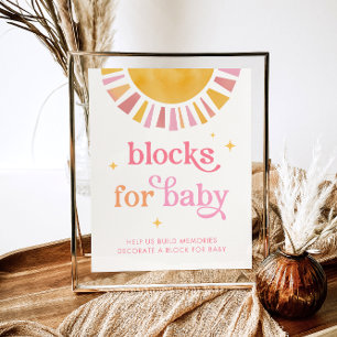 Solsken Baby Shower Blockar för Babyspråk Poster
