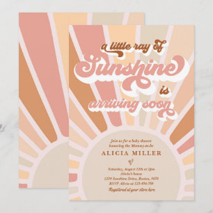 Solsken Baby Shower Boho Dämpad Regnbåge Solsken Inbjudningar