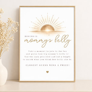 Solsken Baby Shower Lek Hur Stor Är Mamma:s Mage Poster