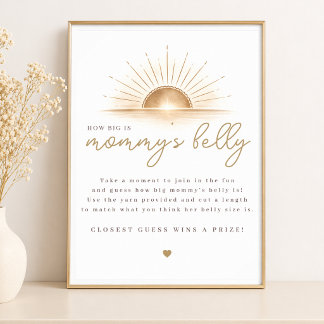 Solsken Baby Shower Lek Hur Stor Är Mamma:s Mage Poster