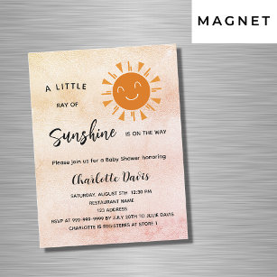 Solsken Baby Shower rosa girl sol lyxury Magnetisk Inbjudningskort
