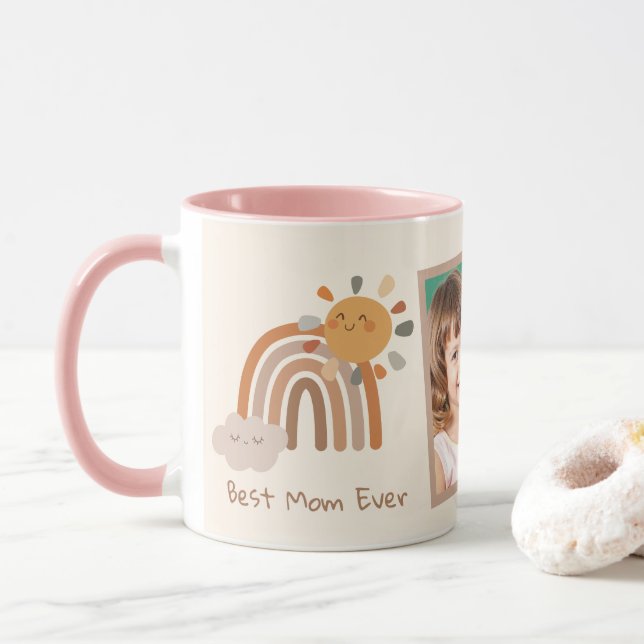 Solsken Bästa mamma någonsin Regnbåge Retro Mugg (Med munk)