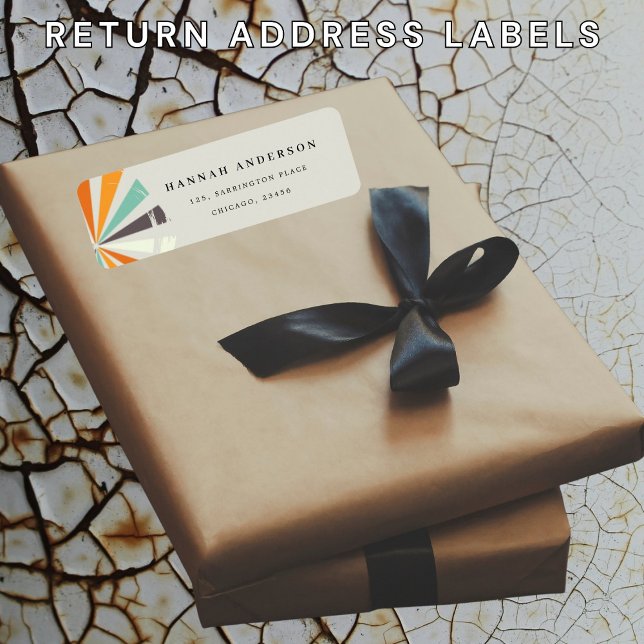 Solsken boho gul blå orange returadress  etikett (Skapare uppladdad)