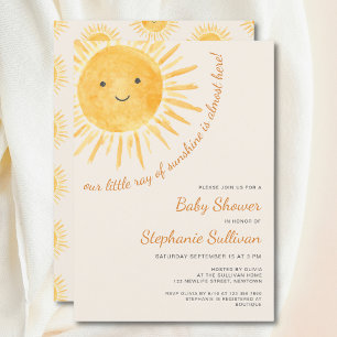 Solsken Boho Könsneutral Sol Babyfirande Inbjudningar