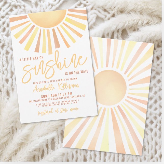 Solsken Boho Sol Babyfirande Inbjudningar (Sunshine Boho Sun Baby Shower Invitation)