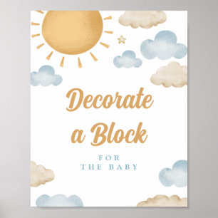 Solsken Dekorera ett block Baby Shower Affisch