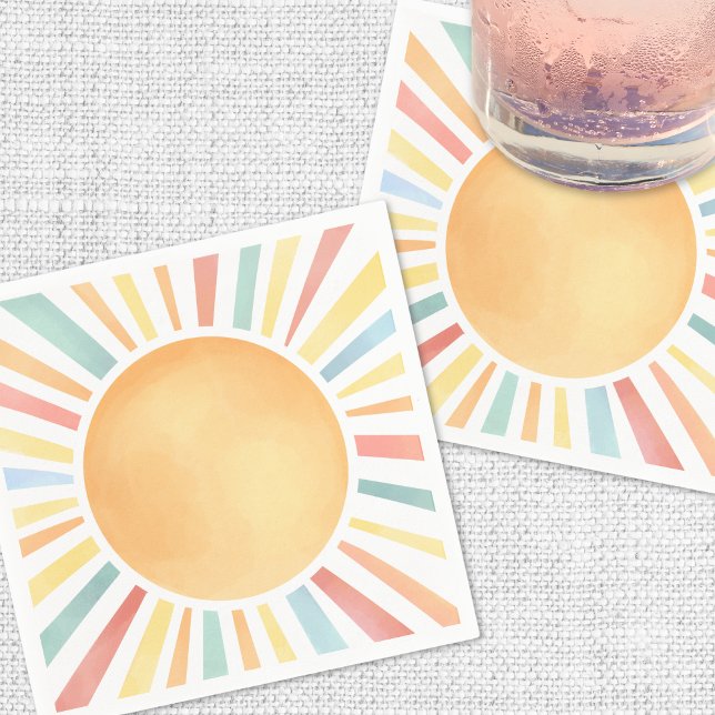 Solsken Färgrik Sommar Sol Pappersservett (Sunshine Colorful Summer Sun Napkins)