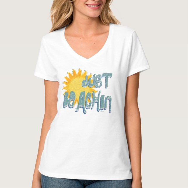 Solsken Just BEACHIN!  T Shirt (Framsida)