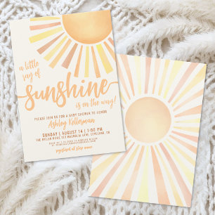 Solsken Könsneutral Boho Sol Baby Shower Inbjudningar