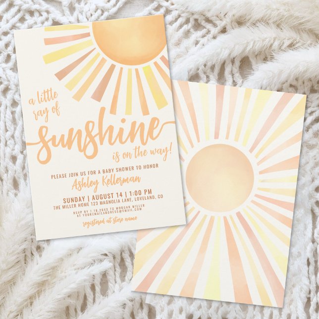 Solsken Könsneutral Boho Sol Baby Shower Inbjudningar (Sunshine Gender Neutral Boho Sun Baby Shower Invitation)