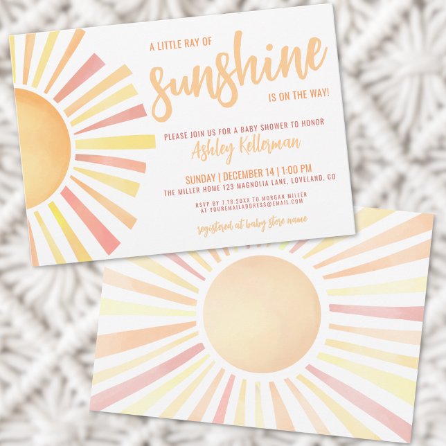 Solsken Könsneutral Boho Sol Babyfirande Inbjudningar (Sunshine Gender Neutral Boho Sun Baby Shower Invitation)