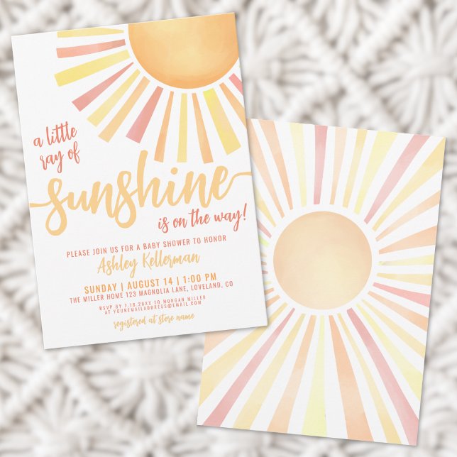 Solsken Könsneutral Boho Sol Barn Shower Inbjudningar (Sunshine Gender Neutral Boho Sun Baby Shower Invitation)
