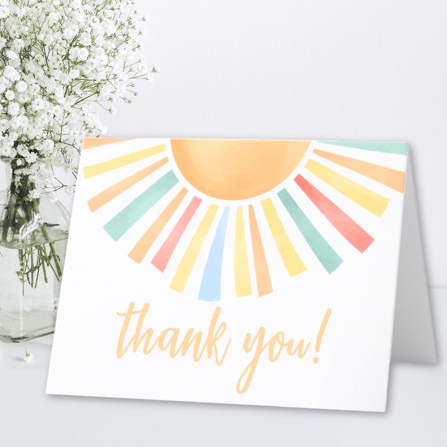 Solsken Ljust Färgglad Sol Tack Kort (Sunshine Bright Colorful Sun Thank You)