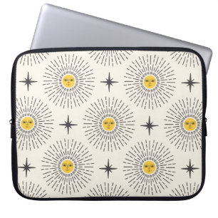 Solsken med Ansikte Celestial Seamless Mönster Laptop Fodral