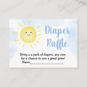 Solsken Moln Blå Baby Shower Blöja Lotteri Tilläggskort