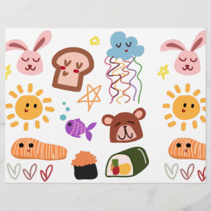 Solsken, moln, stjärnor, päron, Pappra skrapor Reklamblad