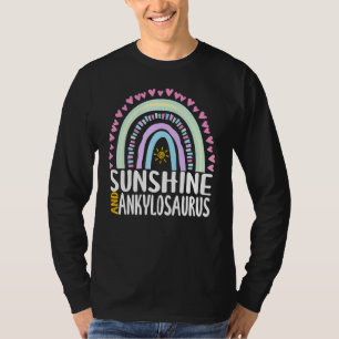 Solsken Och Ankylosaurus Söt Regnbåge Grafisk Kvin T Shirt