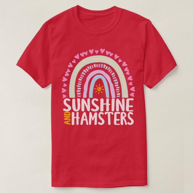 Solsken och Hamsters Cute Rainbow Gift för kvinnor T Shirt (Design framsida)