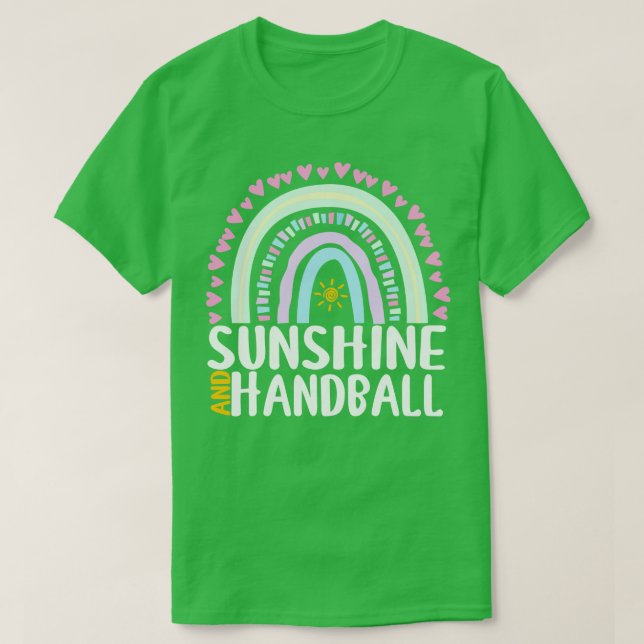 Solsken och handboll Regnbåggåva för kvinnor T Shirt (Design framsida)