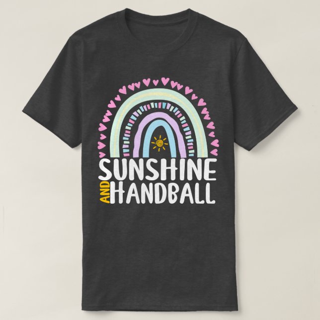 Solsken och handboll Regnbåggåva för kvinnor T Shirt (Design framsida)