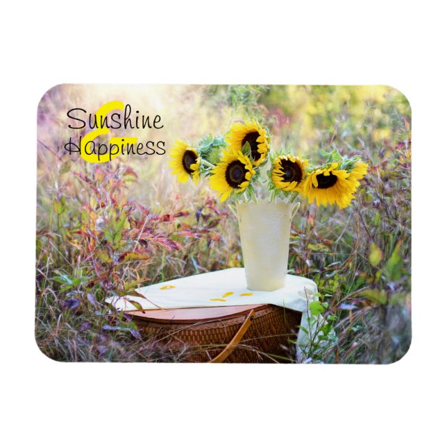 Solsken och lyckliga solblommor magnet (Horisontell)