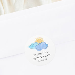 Solsken och molnen pojkens babyskor runt klistermärke