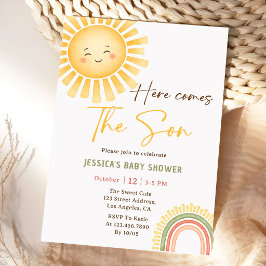 Solsken Och Regnbåge Baby Shower Inbjudan