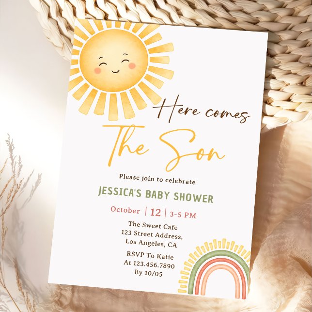 Solsken Och Regnbåge Baby Shower Inbjudan (Skapare uppladdad)