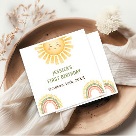 Solsken Och Regnbåge Födelsedagsfest Pappersservett