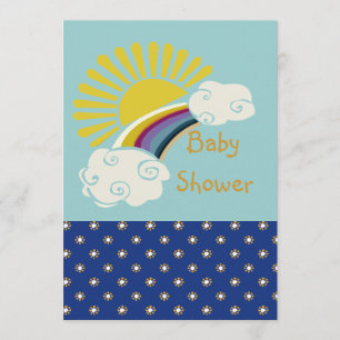 Solsken- och regnbågebaby shower inbjudningar