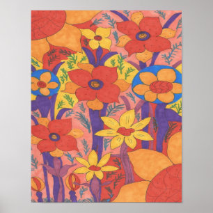 Solsken och vilda blommor konstaffisch tryck