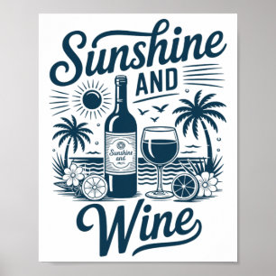 Solsken Och Vin Strand Retro 70-Tal Vintage Semest Poster