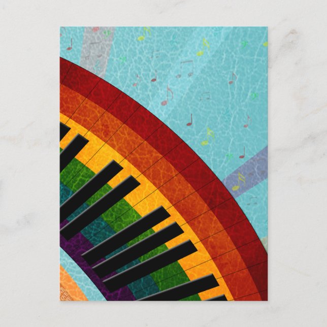 Solsken på vatten reflektioner runt piano vykort (Framsida)