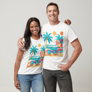 Solsken & Palmer - Sommarestetisk Design för T Shirt
