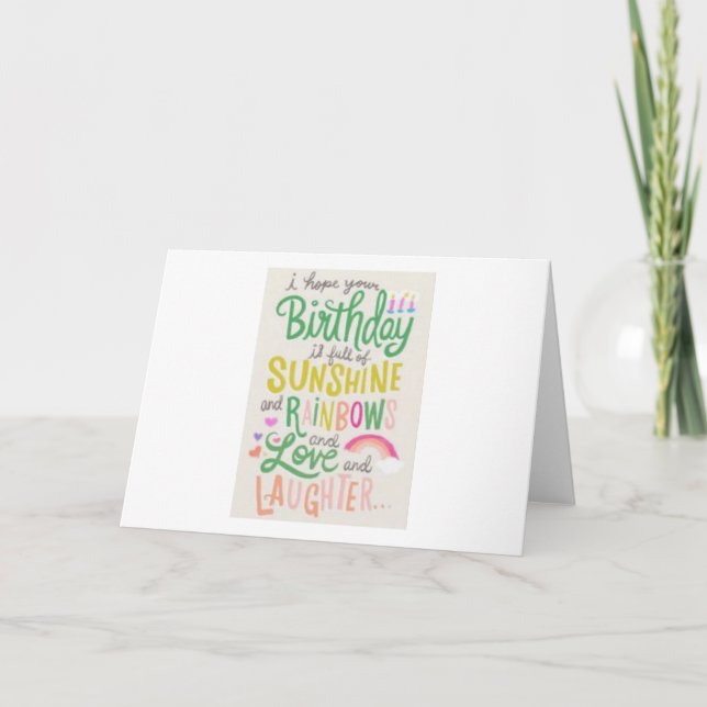 Solsken, regnbåge, Kärlek och skratt födelsedagsko Tack Kort (Framsida)