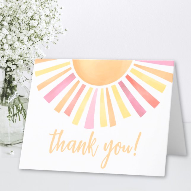 Solsken Rosa Sol Tack Kort (Sunshine Pink Sun Thank You)